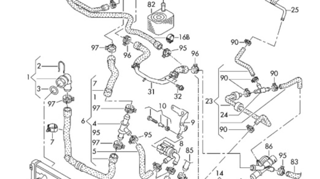 Furtun apa motor 1K0122447GF ​Seat Altea (5P1) Hatchback 2005 2.0 TDI SEAT ALTEA (5P1) [ 2004 - > ] OEM 1K0122447GF