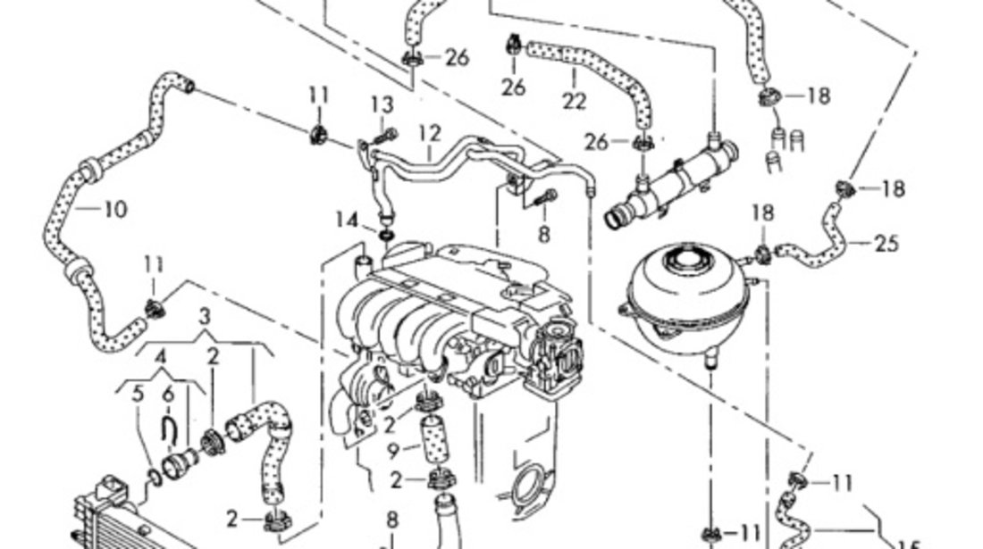 Furtun apa racire motor ​Volkswagen Transporter T5 (7H) Bus 2009 2.5 TDI OEM 7H0121157N