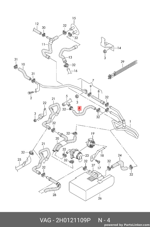Furtun apa sirocou 2.0 Bi -TDI CSHA Volkswagen Amarok 2014 2015 OEM 2H0121109P