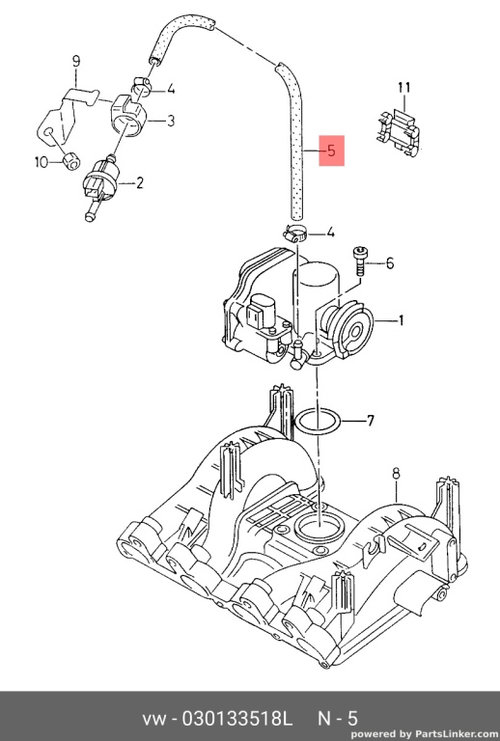 Furtun de conectare pentru sistemul de filtru cu carbune activ OEM 030133518L