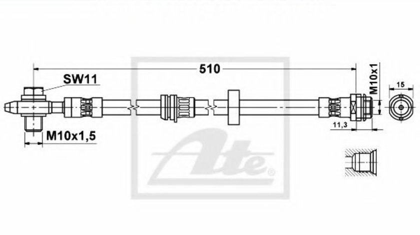 Furtun frana AUDI A2 (8Z0) (2000 - 2005) ATE 83.6238-0508.3 piesa NOUA