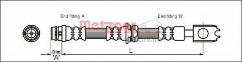 Furtun frana AUDI A2 (8Z0) (2000 - 2005) METZGER 4116205 piesa NOUA