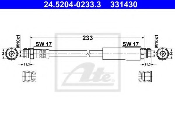 Furtun frana AUDI A3 Cabriolet (8P7) (2008 - 2013) ATE 24.5204-0233.3 piesa NOUA