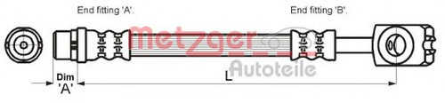 Furtun frana AUDI A4 (8D2, B5) (1994 - 2001) METZGER 4116214 piesa NOUA