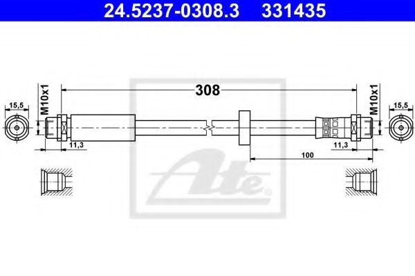 Furtun frana AUDI A4 Avant (8E5, B6) (2001 - 2004) ATE 24.5237-0308.3 piesa NOUA