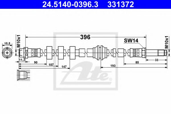 Furtun frana AUDI A4 Avant (8K5, B8) (2007 - 2015) ATE 24.5140-0396.3 piesa NOUA