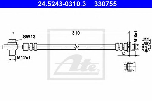 Furtun frana AUDI A6 (4B2, C5) (1997 - 2005) ATE 24.5243-0310.3 piesa NOUA