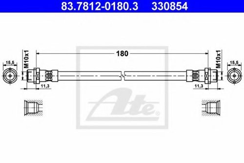 Furtun frana AUDI A8 (4E) (2002 - 2010) ATE 83.7812-0180.3 piesa NOUA