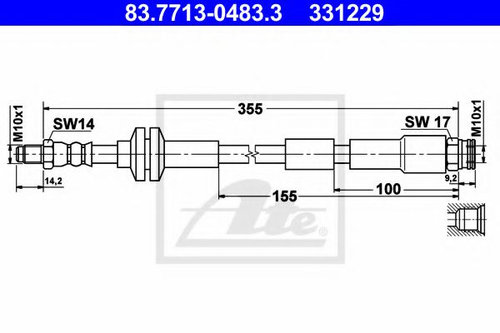 Furtun frana AUDI Q5 (8R) (2008 - 2016) ATE 83.7713-0483.3 piesa NOUA
