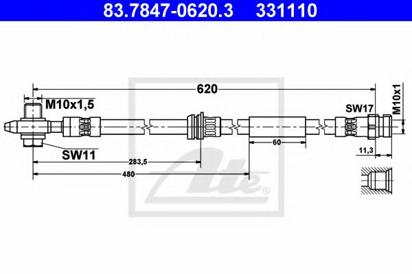 Furtun frana AUDI TT (8J3) (2006 - 2014) ATE 83.7847-0620.3 piesa NOUA