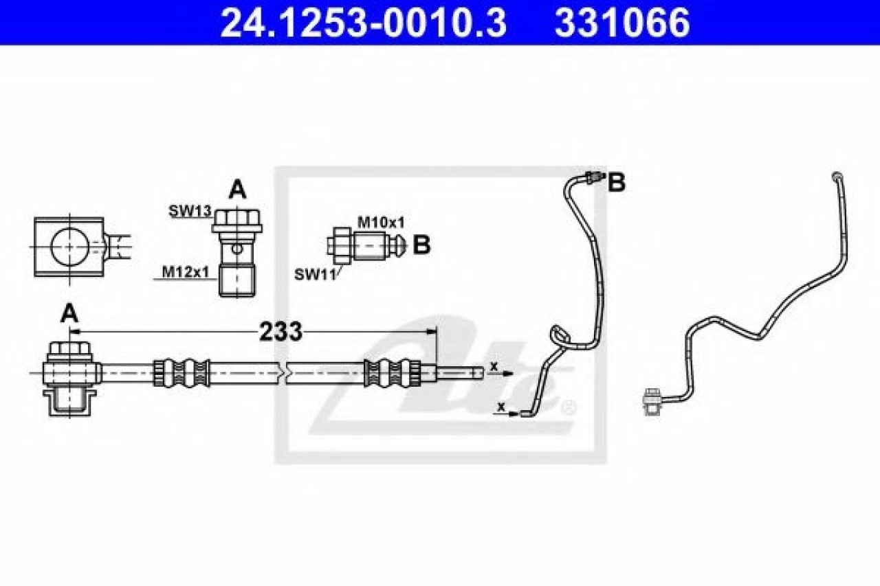 Furtun frana AUDI TT (8N3) (1998 - 2006) ATE 24.1253-0010.3 piesa NOUA