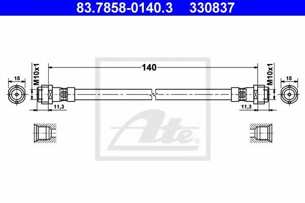 Furtun frana AUDI TT (8N3) (1998 - 2006) ATE 83.7858-0140.3 piesa NOUA