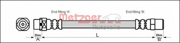 Furtun frana BMW Seria 3 Cabriolet (E36) (1993 - 1999) METZGER 4110053 piesa NOUA