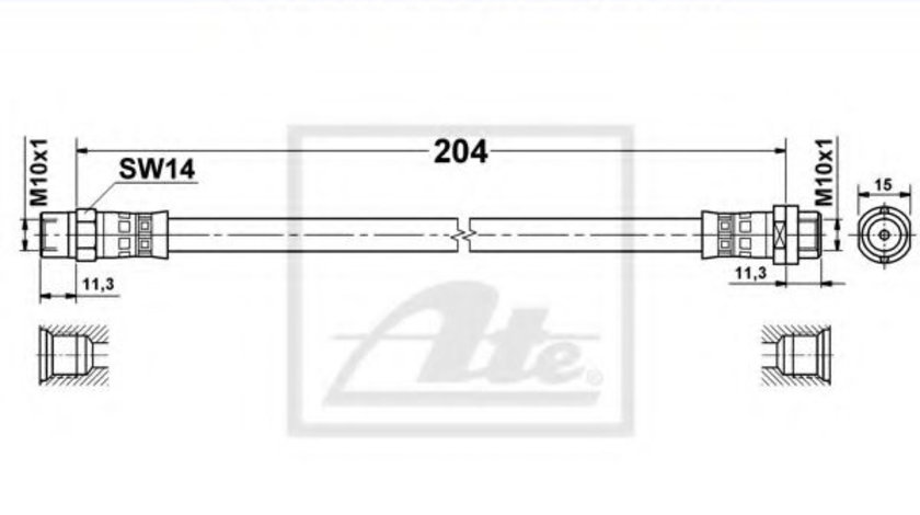 Furtun frana BMW Seria 3 Cabriolet (E36) (1993 - 1999) ATE 24.5202-0204.3 piesa NOUA