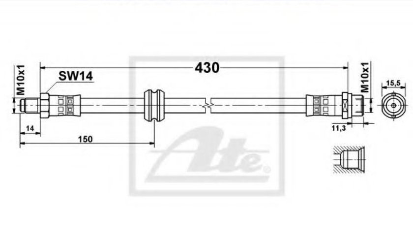 Furtun frana BMW Seria 3 Compact (E36) (1994 - 2000) ATE 24.5103-0430.3 piesa NOUA