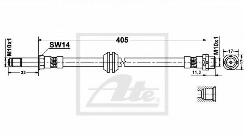 Furtun frana BMW Seria 3 (E46) (1998 - 2005) ATE 83.6152-0406.3 piesa NOUA