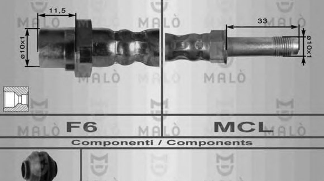 Furtun frana BMW Seria 3 (E46) (1998 - 2005) MALO 8910 piesa NOUA