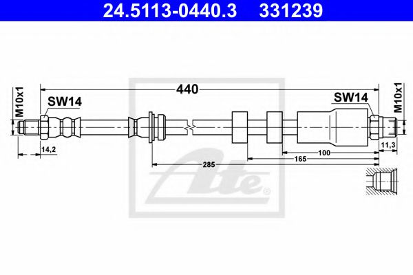 Furtun frana BMW Seria 3 (E90) (2005 - 2011) ATE 24.5113-0440.3 piesa NOUA