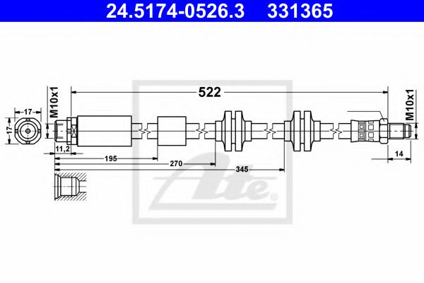Furtun frana BMW Seria 3 (E90) (2005 - 2011) ATE 24.5174-0526.3 piesa NOUA