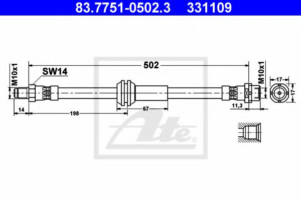 Furtun frana BMW Seria 3 (E90) (2005 - 2011) ATE 83.7751-0502.3 piesa NOUA