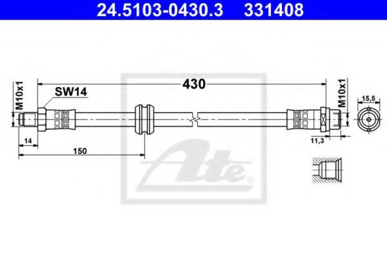 Furtun frana BMW Seria 3 Touring (E36) (1995 - 1999) ATE 24.5103-0430.3 piesa NOUA