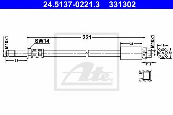 Furtun frana BMW Seria 3 Touring (E91) (2005 - 2012) ATE 24.5137-0221.3 piesa NOUA