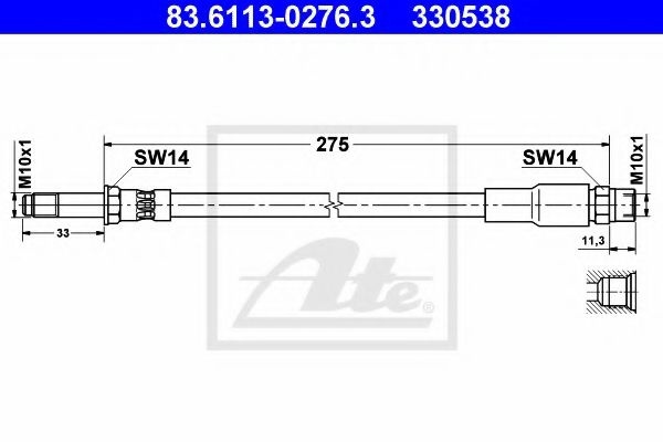 Furtun frana BMW Seria 5 (E39) (1995 - 2003) ATE 83.6113-0276.3 piesa NOUA