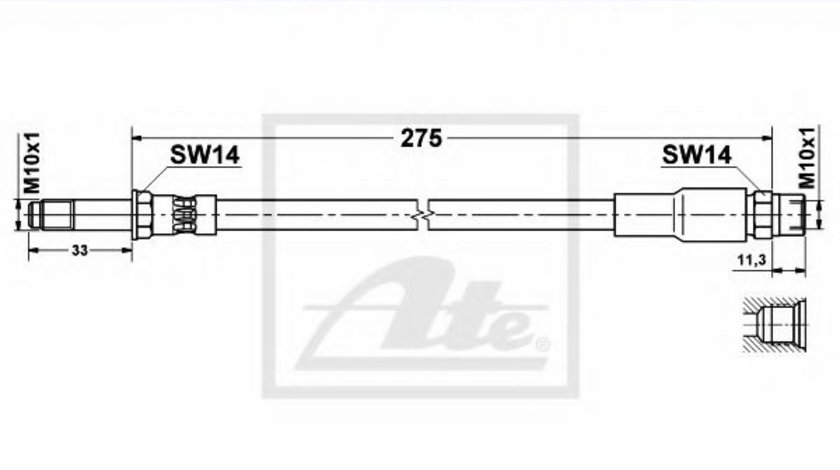 Furtun frana BMW Seria 5 (E39) (1995 - 2003) ATE 83.6113-0276.3 piesa NOUA