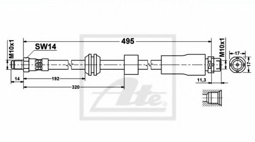 Furtun frana BMW Seria 5 (E60) (2003 - 2010) ATE 83.7751-0495.3 piesa NOUA