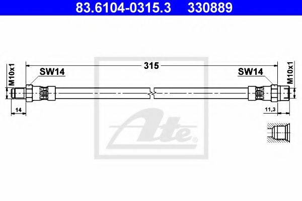 Furtun frana BMW Seria 5 Touring (E61) (2004 - 2010) ATE 83.6104-0315.3 piesa NOUA