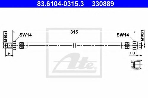 Furtun frana BMW Seria 5 Touring (E61) (2004 - 2010) ATE 83.6104-0315.3 piesa NOUA