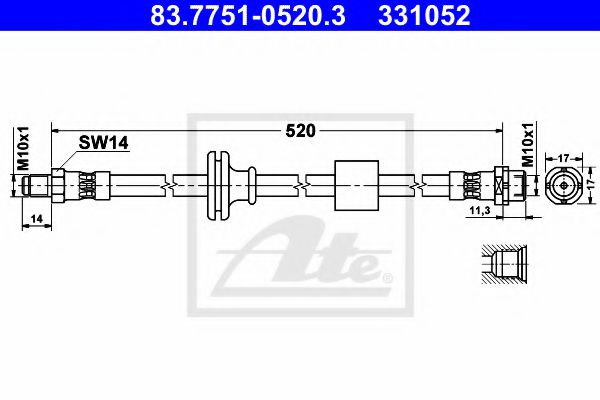 Furtun frana BMW X3 (E83) (2004 - 2011) ATE 83.7751-0520.3 piesa NOUA