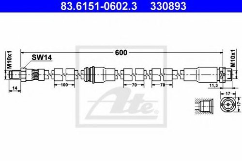 Furtun frana BMW X5 (E70) (2007 - 2013) ATE 83.6151-0602.3 piesa NOUA