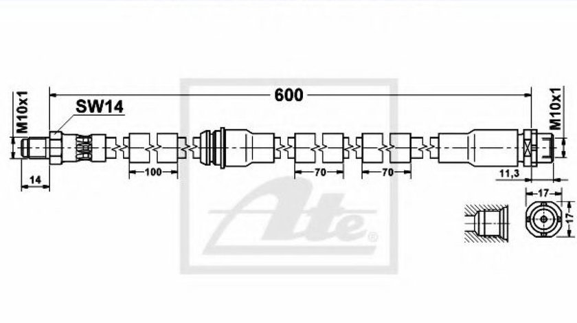 Furtun frana BMW X5 (E70) (2007 - 2013) ATE 83.6151-0602.3 piesa NOUA