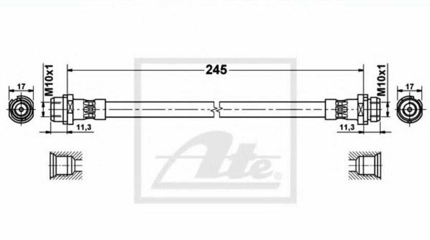 Furtun frana BMW X6 (E71, E72) (2008 - 2014) ATE 83.7827-0245.3 piesa NOUA