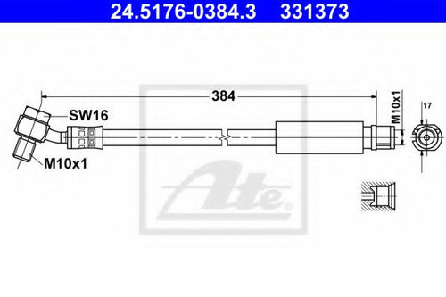 Furtun frana CHEVROLET MALIBU (V300) (2012 - 2016) ATE 24.5176-0384.3 piesa NOUA