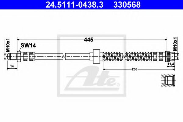 Furtun frana CITROEN BERLINGO (MF) (1996 - 2016) ATE 24.5111-0438.3 piesa NOUA
