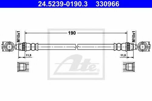 Furtun frana CITROEN C-ELYSEE (2012 - 2016) ATE 24.5239-0190.3 piesa NOUA