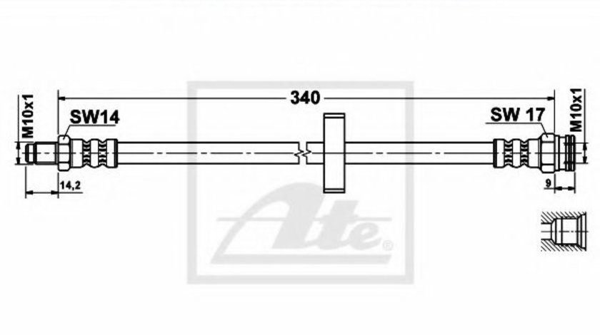 Furtun frana FIAT DUCATO bus (230) (1994 - 2002) ATE 24.5112-0340.3 piesa NOUA