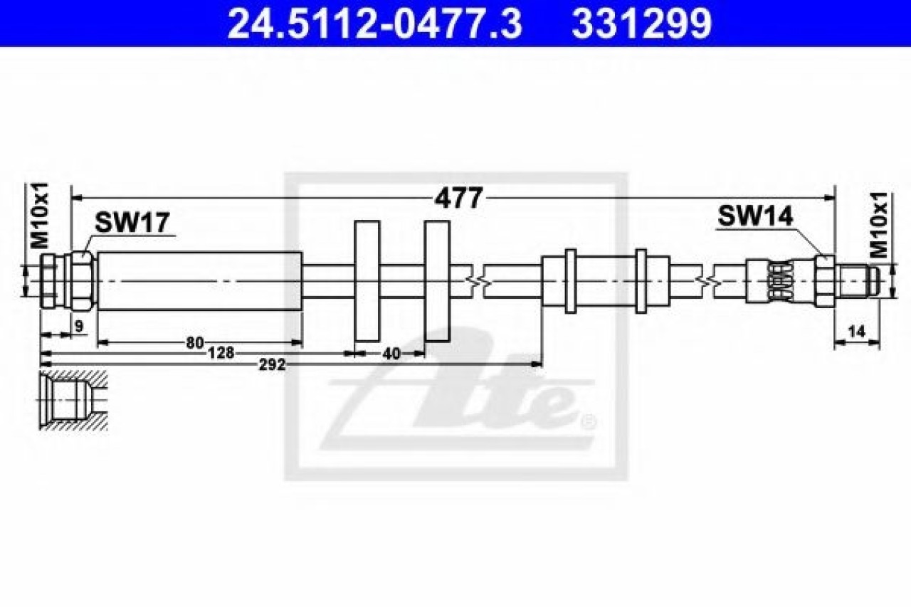 Furtun frana FIAT DUCATO bus (244) (2002 - 2016) ATE 24.5112-0477.3 piesa NOUA