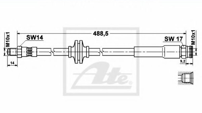 Furtun frana FIAT DUCATO caroserie (250, 290) (2006 - 2016) ATE 83.7101-9489.3 piesa NOUA