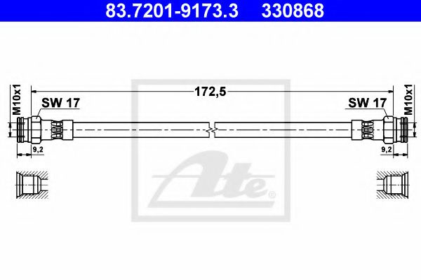 Furtun frana FIAT IDEA (350) (2003 - 2016) ATE 83.7201-9173.3 piesa NOUA