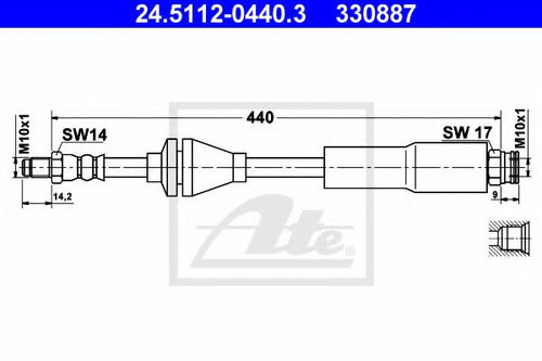 Furtun frana FIAT PANDA (169) (2003 - 2016) ATE 24.5112-0440.3 piesa NOUA