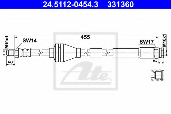 Furtun frana FIAT PUNTO (188) (1999 - 2016) ATE 24.5112-0454.3 piesa NOUA