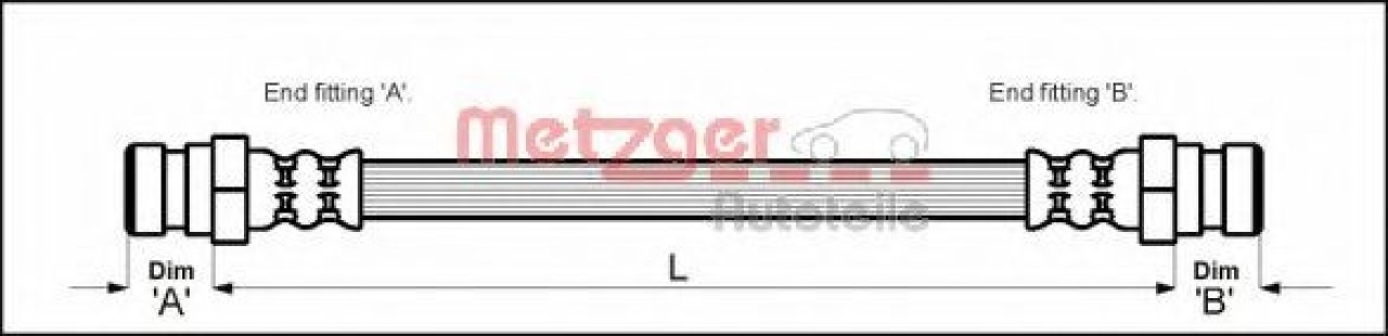 Furtun frana FIAT PUNTO Van (176L) (1996 - 2000) METZGER 4118427 piesa NOUA