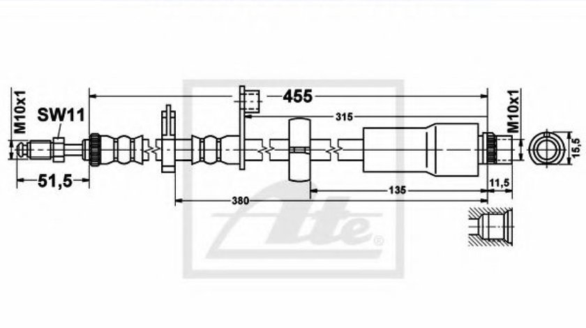 Furtun frana FIAT SCUDO (272, 270) (2007 - 2016) ATE 24.5144-0455.3 piesa NOUA