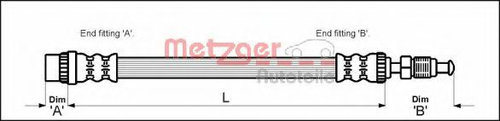 Furtun frana FIAT SCUDO combinato (220P) (1996 - 2006) METZGER 4114712 piesa NOUA