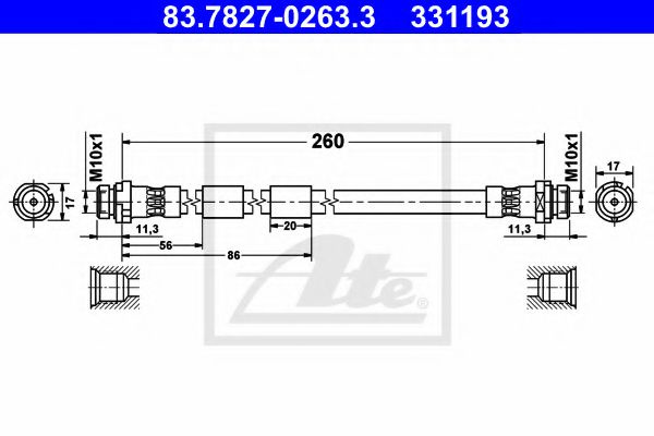Furtun frana FORD B-MAX (JK) (2012 - 2016) ATE 83.7827-0263.3 piesa NOUA