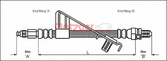 Furtun frana FORD FIESTA IV (JA, JB) (1995 - 2002) METZGER 4112527 piesa NOUA