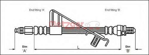 Furtun frana FORD FIESTA IV (JA, JB) (1995 - 2002) METZGER 4112528 piesa NOUA